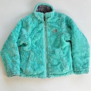 The North Face Girls Reversible Puffer/Fuzzy Zipper Jacket Sz 7/8